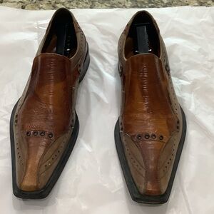 Impulse Men's Brown Leather Slip-On Dress Loafers